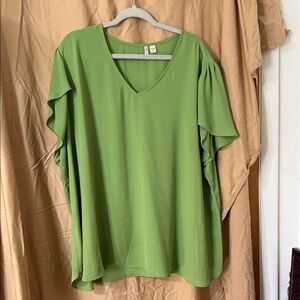 Cato Light Green V-Neck Blouse